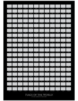 Flags Of The World Scratch Poster - A2 Black Portrait